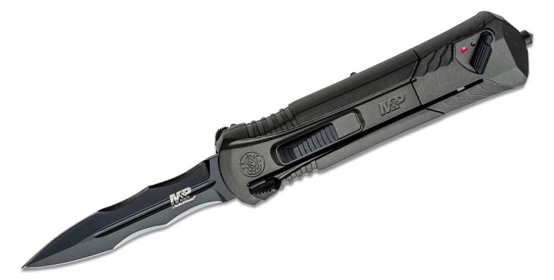 Mpotf10 Otf Assisted Knife 3.5" Aus-8 Black/Gray Serrated Double Edge