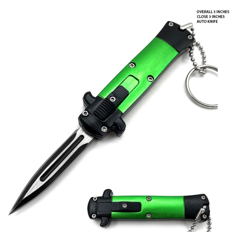 Mini Green Key Chain Otf Knife Double Edge Blade