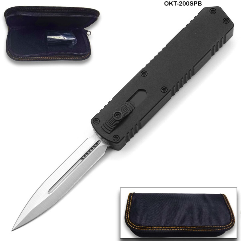 Black OTF Tactical D-2 Steel CNC Aluminum Automatic Knife