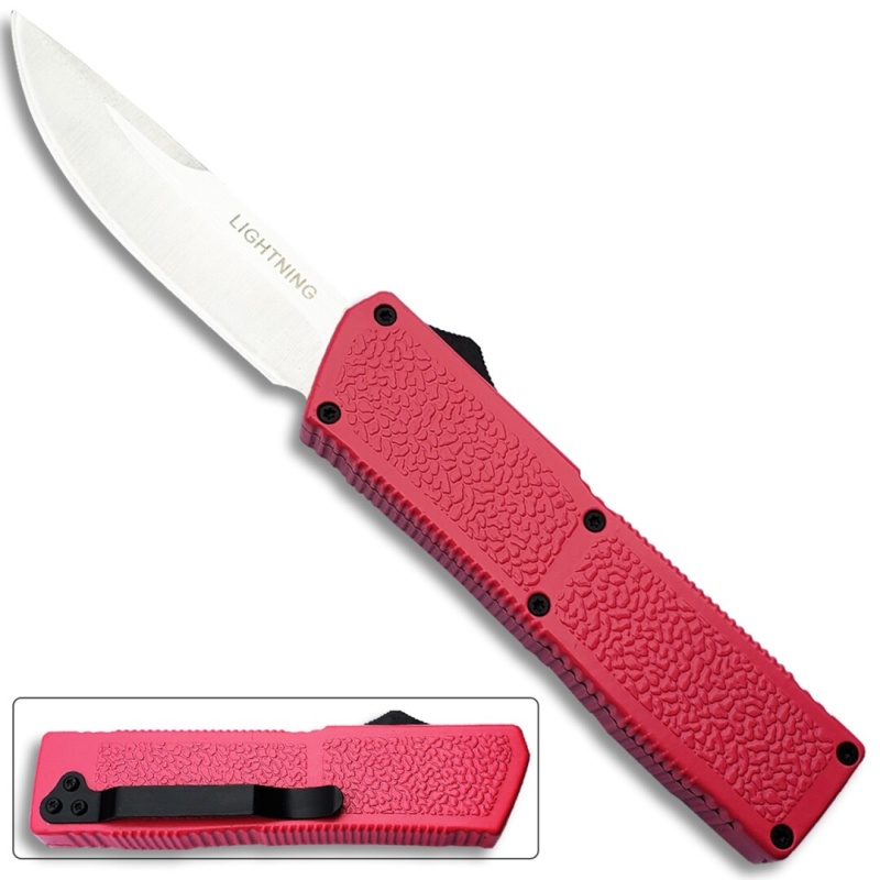 Lightning Pink Handle OTF Automatic Knife