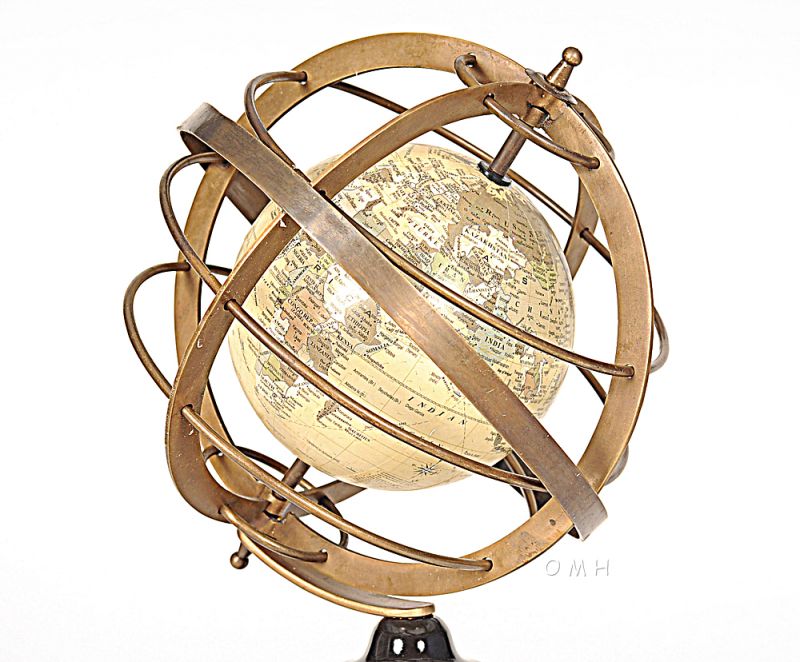 Globe In Brass Rings