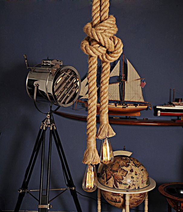 Rope Pendant Lamp - Two Bulbs