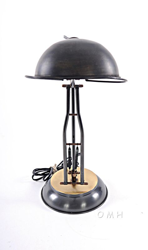 Brass Table Spring Lamp On Round Base