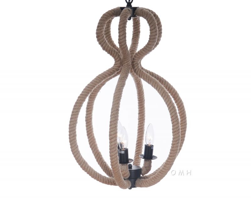 Rope Pendant Lamp - 3 Bulbs