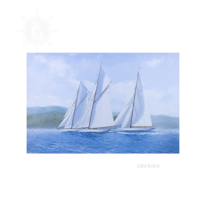 Sailing Yachts Mariquita, Moonbeam, and Cambria Racing at Regates Royales Canvas Print