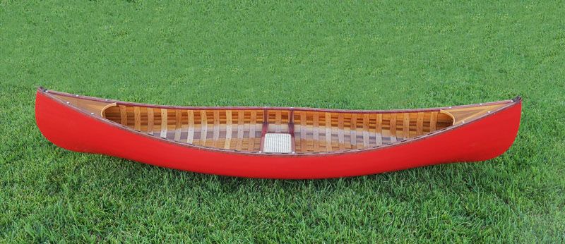 Red Wooden Canoe 10Ft With Ribs Curved Bow