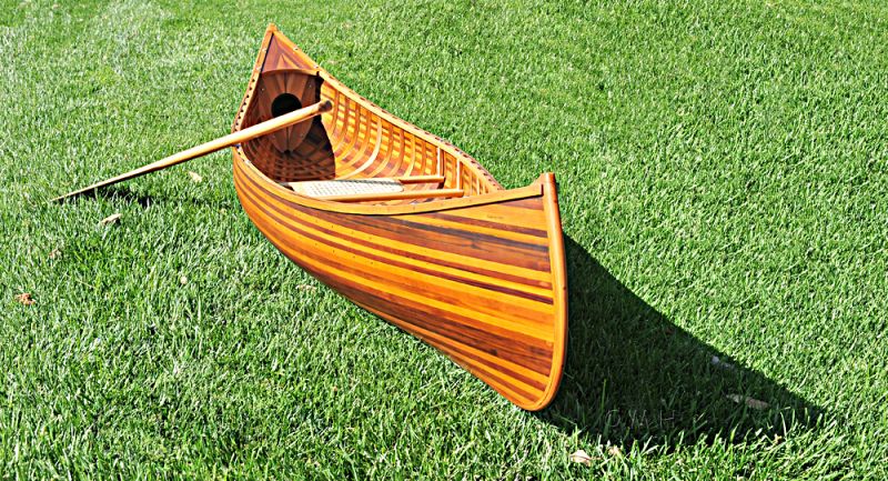 Wooden Canoe With Ribs Curved Bow Matte Finish 10 Ft