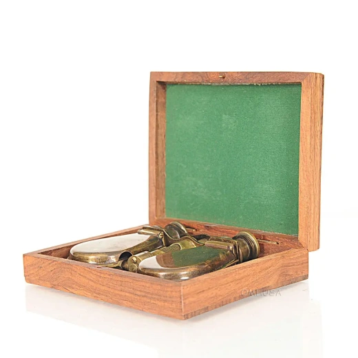 Folding Binocular in Wood Box - Exquisite Home Decor