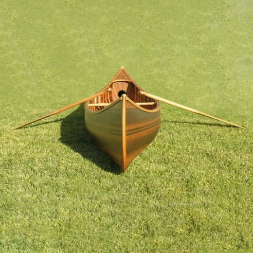 Wooden Canoe with Ribs, Curved Bow, Matte Finish, 12 Ft