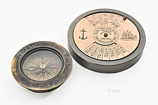 100 Year Calendar & Compass Quote Set Of 2 - Nautical Home Decor