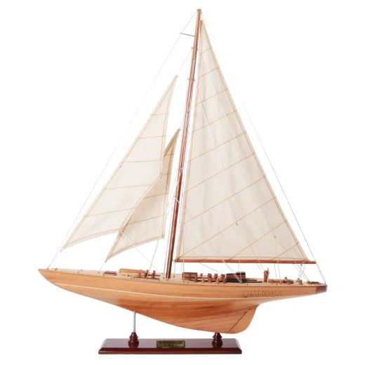 Endeavour Sm Handcrafted Wooden Sailing Yacht Model