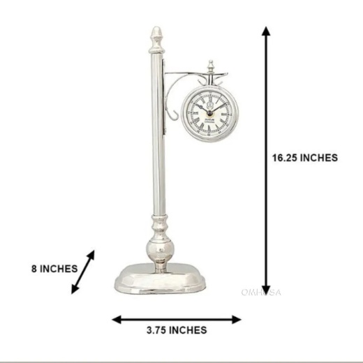 Brass/Aluminum Lamp Post Clock One Sided