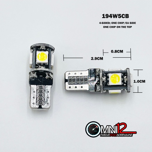 194 T0 5 Chip Led Canbus Bulb Pair White - Omni12