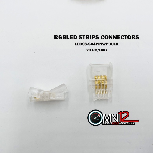 Omni12 LED Strips Connectors 4 Pin for RGB LED IP67 Waterproof 20 pc/Bag