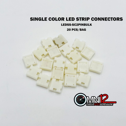 Omni12 LED Strips Connectors 2 Pin Connectors for Single-Color LED Strips, 20 Pc/Bag