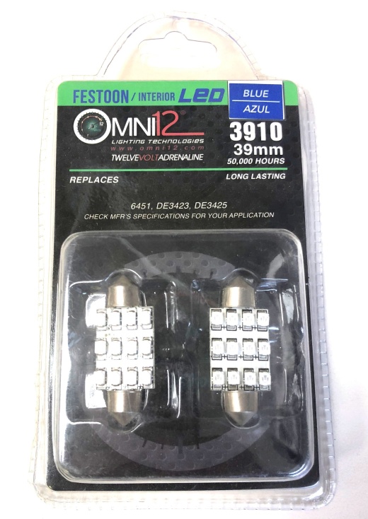 Omni12 Interior Led Pair 39Mm Festoon Blue Led