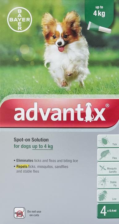 Advantix Dogs Under 4Kg 8.8Lbs (4Kg) - 4 Pack