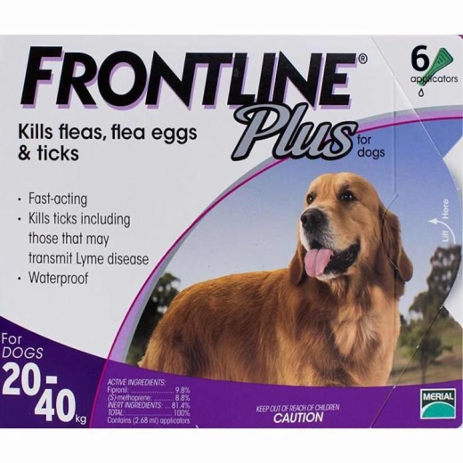 Frontline Plus For Dogs 44-88Lbs (20-40Kg) - 6 Pipettes