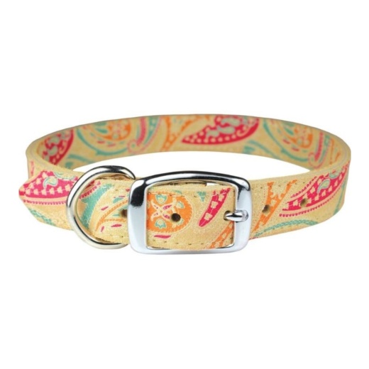 Omni Pet Leather Paisley Dog Collar Sand 1 X 26In