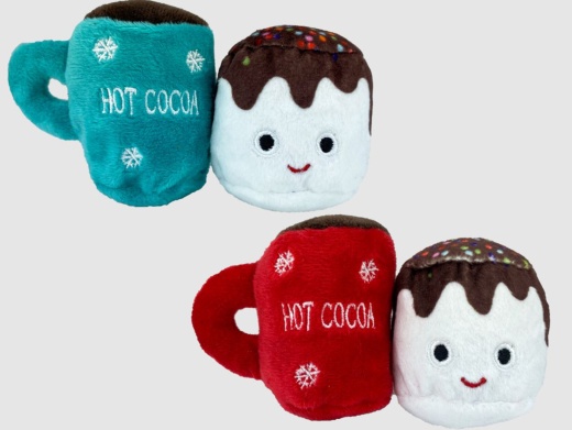 Multipet Hot Cocoa-Marshmallow Plush Cat Toys 2Pk (Assorted)