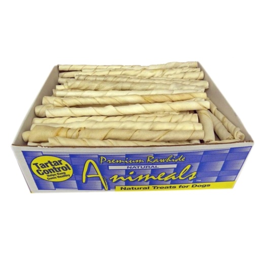Animeal Twisted Stick 3/4 X 10" 100Ct Display Box - Rawhide Treats for Dogs
