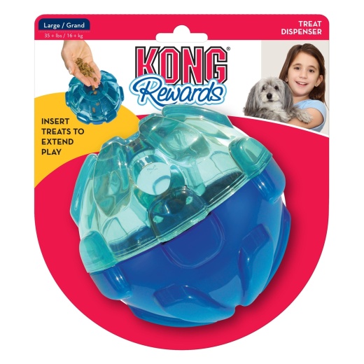 Kong Rewards Ball Treat Dispenser Dog Toy Blue 1Ea/Lg