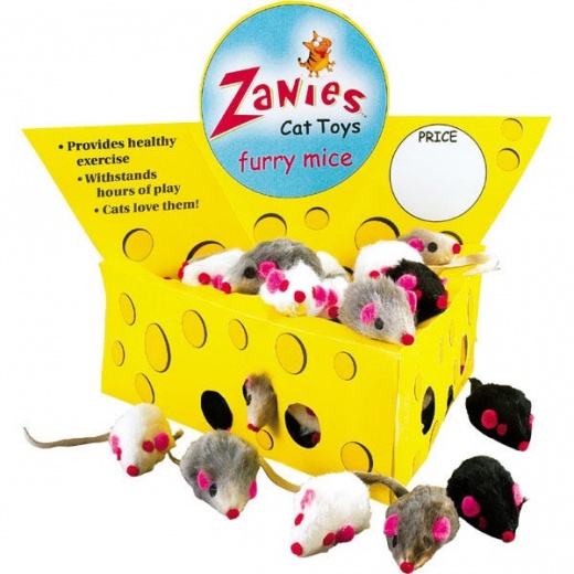 Zanies Fur Mice Cheese Wedge Cat Toy Display