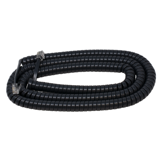 25' Charcoal Gray Coiled Handset Cord - RJ-9 Telephone Handset Cord