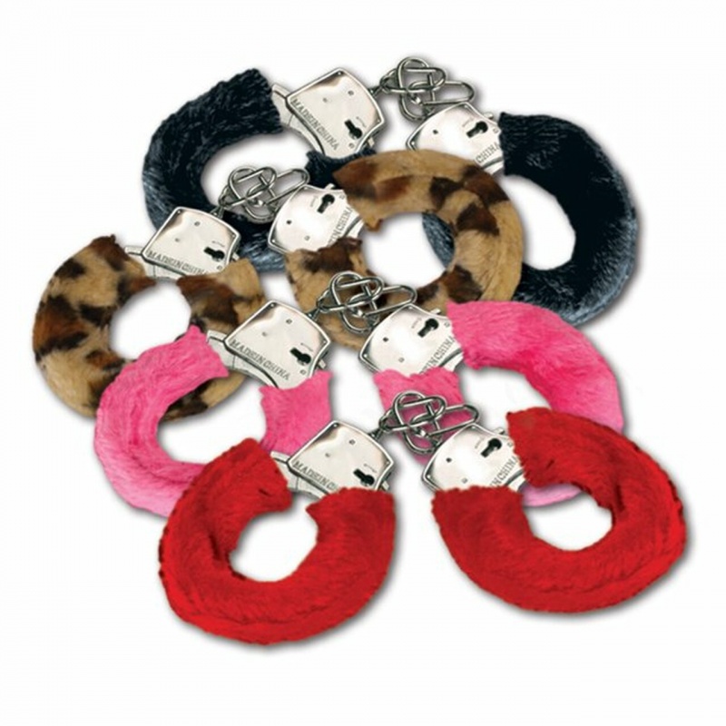 Bulk Wholesale Handcuffs | Mixed Color Furry Handcuffs 12 Pack