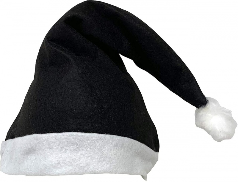 Black Santa Hats Bulk Classic Felt 12 Pack 22.5" Standard Adult Size