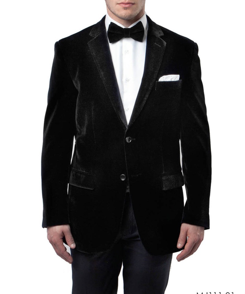 Black 2-Button Men's Velvet Jacket