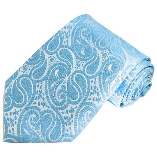 Classic Formal Sky Blue Paisley Necktie by Vittorio Farina