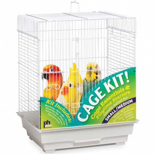 Square Top Bird Cage Kit in White - Perfect for Small to Medium Birds