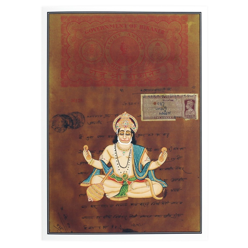 Greeting Card - Rajasthani Miniature Painting - Seated Hanuman - 5"X7"