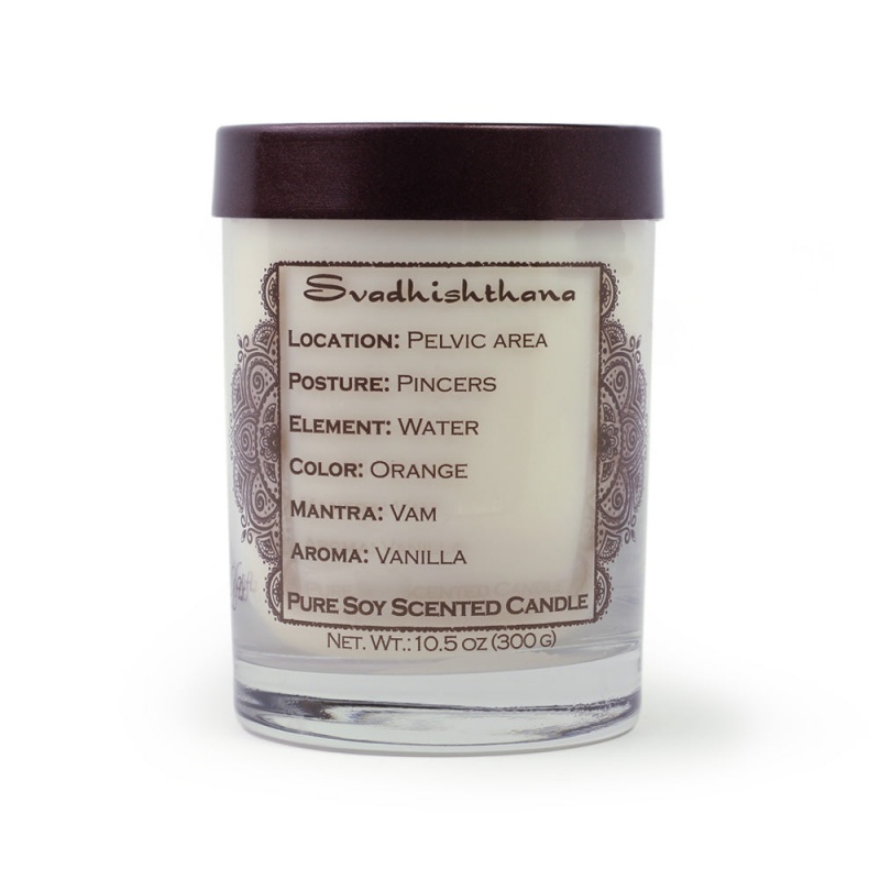 Soy Candle For Chakra Meditation Scented With Essential Oils | Sacral Chakra Svadhishthana | Vanilla | Sensuality And Creativity - 10.5Oz