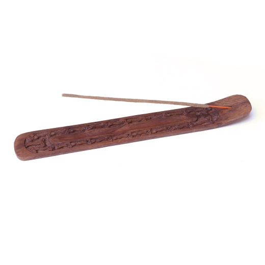 Incense Burner - Wooden Flat Carved Clover