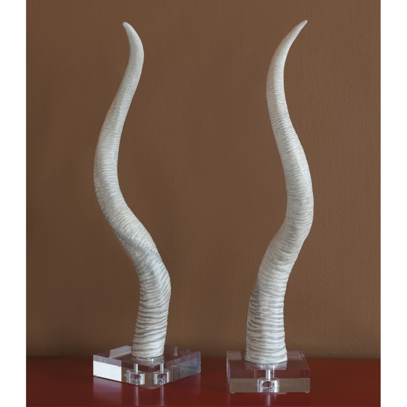Safari Gray-White Horn Sculpture