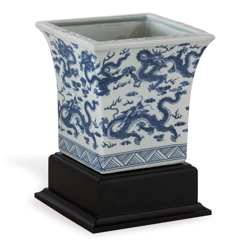 Dragon Blue Square Planter With Stand