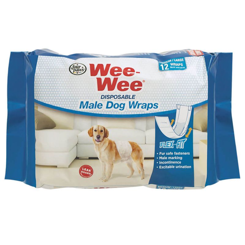 Wee-Wee Disposable Male Dog Wraps 12 Pack