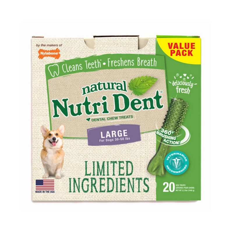 Nutri Dent Limited Ingredient Dental Chews Fresh Breath Large 20 Count
