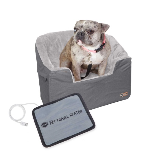 K&H Bucket Booster Heated Pet Car Seat - Collapsible and Comfortable