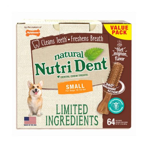 Nutri Dent Limited Ingredient Dental Chews Filet Mignon Small 64 Count