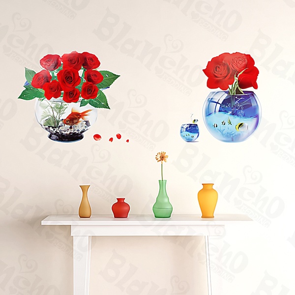 Rose Fishbowel - Medium Wall Decals Stickers Appliques Home Decor
