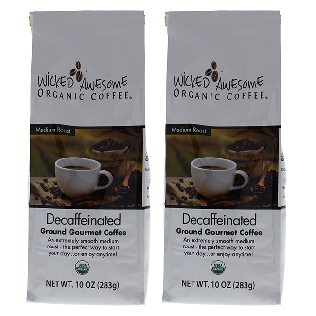 Wicked Awesome Organic Decaffeinated Ground Gourmet Coffee By Bostons Best For Unisex - 10 Oz Coffee - Pack Of 2