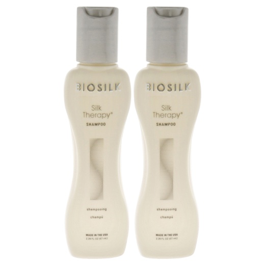 Biosilk Silk Therapy Shampoo Travel Size for Unisex - 2.26 Oz, Pack of 2
