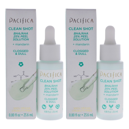 Clean Shot Bha-Aha 25 Percent Peel Solution by Pacifica - 0.8 Oz Treatment - Pack of 2