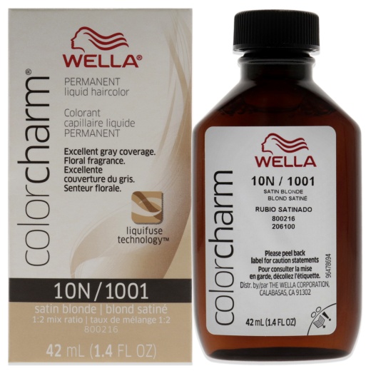 Wella Color Charm Permanent Liquid Hair Color - 1001 10N Satin Blonde for Unisex