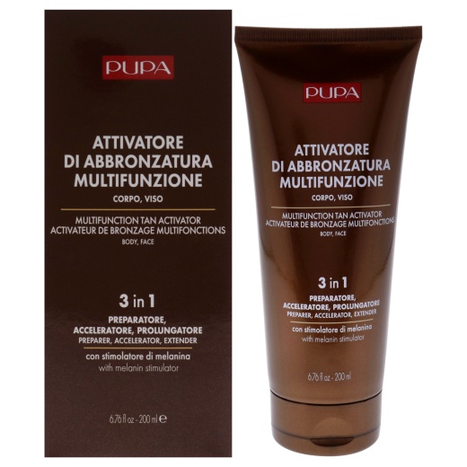 Pupa Milano Multifunction Tan Activator Body Face 3-In-1 for Women - 6.76 Oz Bronzer
