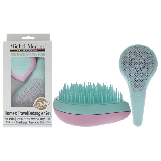Michel Mercier Home And Travel Detangler Set for Thick-Curly Hair - 2 Pc