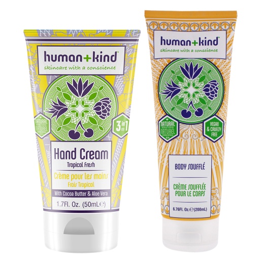 Human+Kind Hand-Elbow-Feet Cream and Tropical Fresh Body Souffle 2 Pc Kit